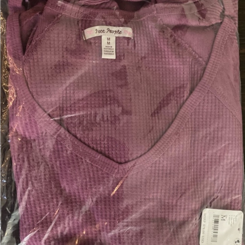FREE PEOPLE Santa Clara Dolman Sleeve Thermal Top In Dark Mulberry Sz M/L ✨NWT✨ - Picture 7 of 9